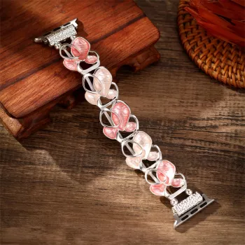 Floral Metal Elastic Apple Watch Bracelet for Women